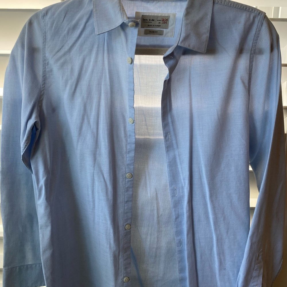 Zara Kids 13/4 Collared Shirt Light Blue